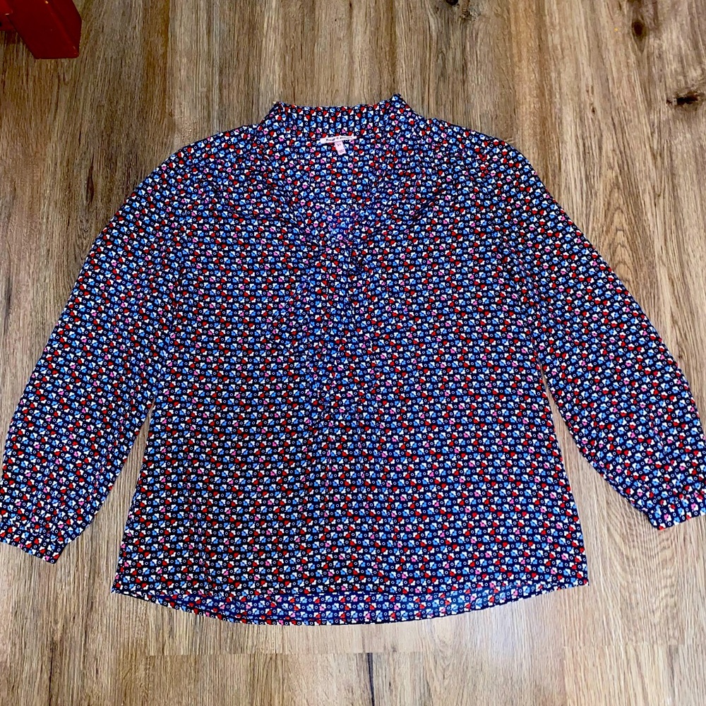 Juicy Couture Navy Patterned Bow Tie Dress Top EUC